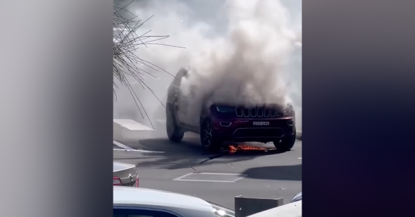 Sydney Jeep driver narrowly escapes fiery engine explosion